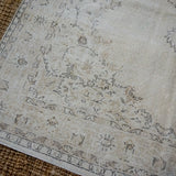 6’9 x 10’10 Vintage Oushak Rug Muted  Camel + Beige & Espresso Carpet '3619