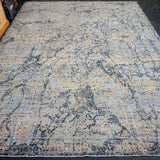 9 x 12 Vintage Safiveh Design Silk Carpet Dark Blue, Powder Blue, Brass and Mauve K0031