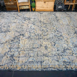 9 x 12 Vintage Safiveh Design Silk Carpet Dark Blue, Powder Blue, Brass and Mauve K0031
