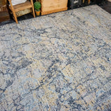 9 x 12 Vintage Safiveh Design Silk Carpet Dark Blue, Powder Blue, Brass and Mauve K0031