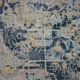 9 x 12 Vintage Safiveh Design Silk Carpet Dark Blue, Powder Blue, Brass and Mauve K0031