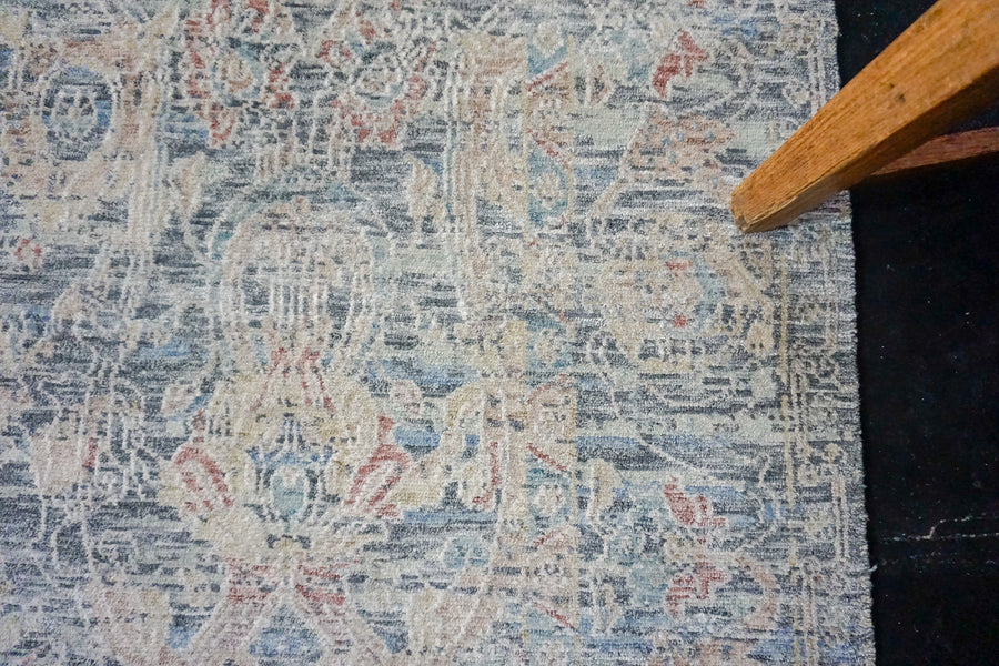 9 x 12 Vintage Safiveh Design Silk & Wool Carpet Powder Blue, Cream, Rose, Silver