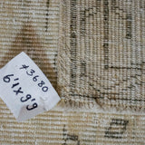 6’1 x 9’9 Vintage Oushak Rug Muted Sage Green and Beige Carpet
