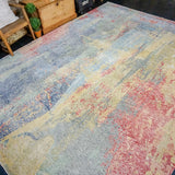 Hold for SKD*9 x 11’5 Abstract Design Silk Carpet Blue, Yellow, Red, Purple