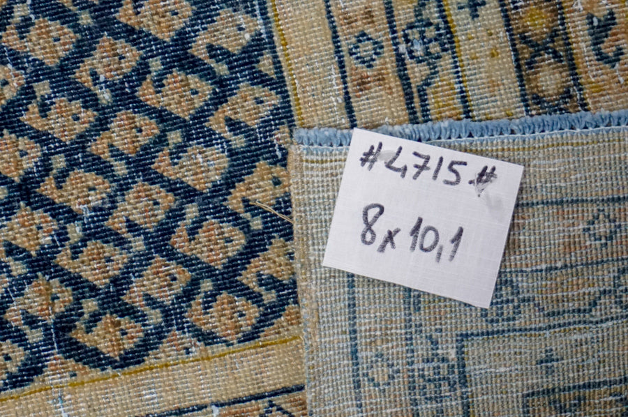 8’ x 10’1 Classic Vintage Carpet Muted Midnight Blue, Beige & Camel SB