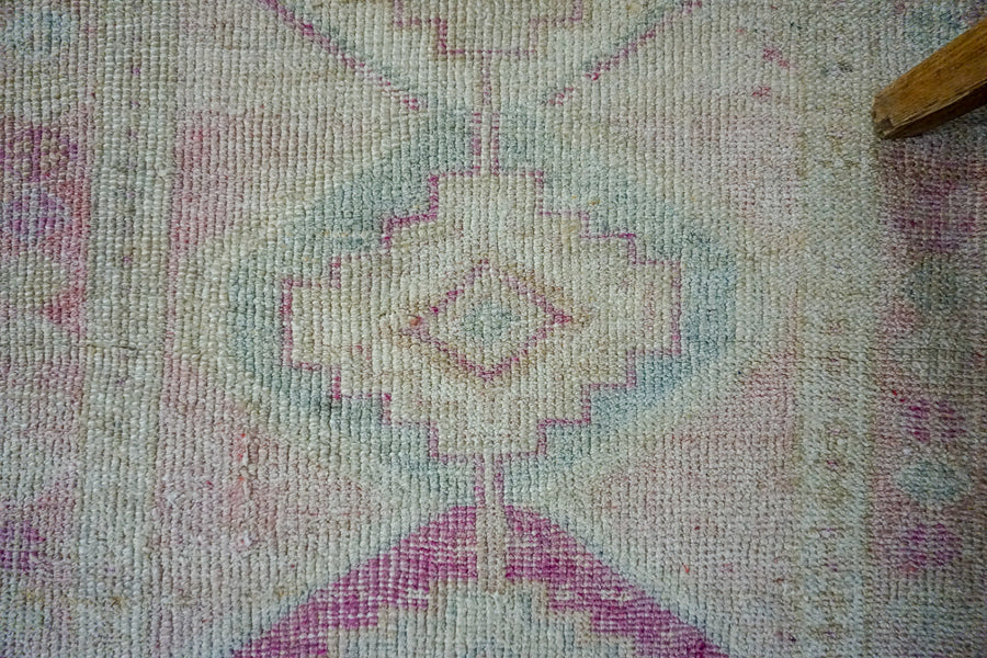 2’6 x 11’ Vintage Herki Runner Muted Pink + Cream