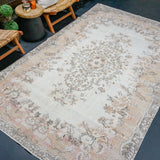 6’3 x 10’3 Vintage Oushak Rug Bone, Caramel & Brown SB '4207
