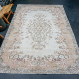 6’3 x 10’3 Vintage Oushak Rug Bone, Caramel & Brown SB '4207