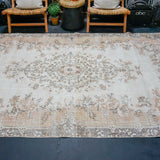 6’3 x 10’3 Vintage Oushak Rug Bone, Caramel & Brown SB '4207