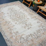 6’3 x 10’3 Vintage Oushak Rug Bone, Caramel & Brown SB '4207