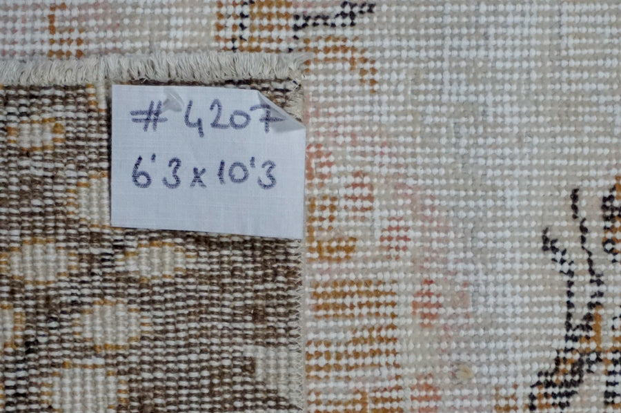 6’3 x 10’3 Vintage Oushak Rug Bone, Caramel & Brown SB
