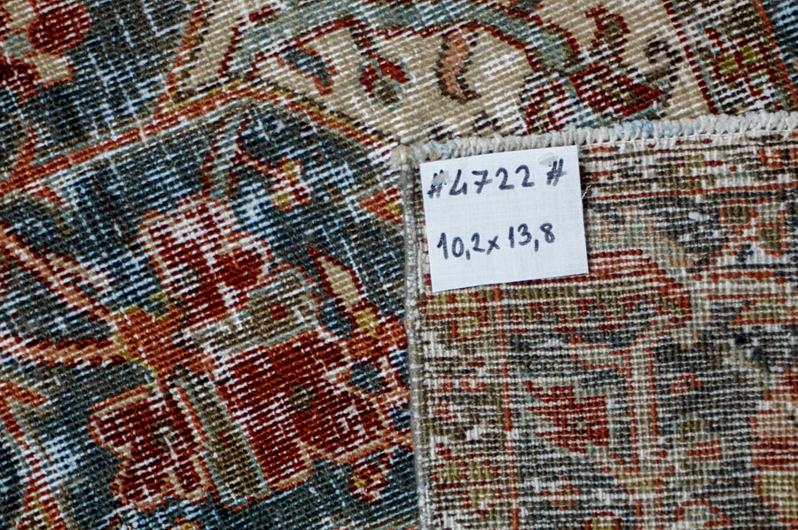 10’2 x 13’8 Classic Antique Carpet Muted Wine, Steel Blue & Green SB