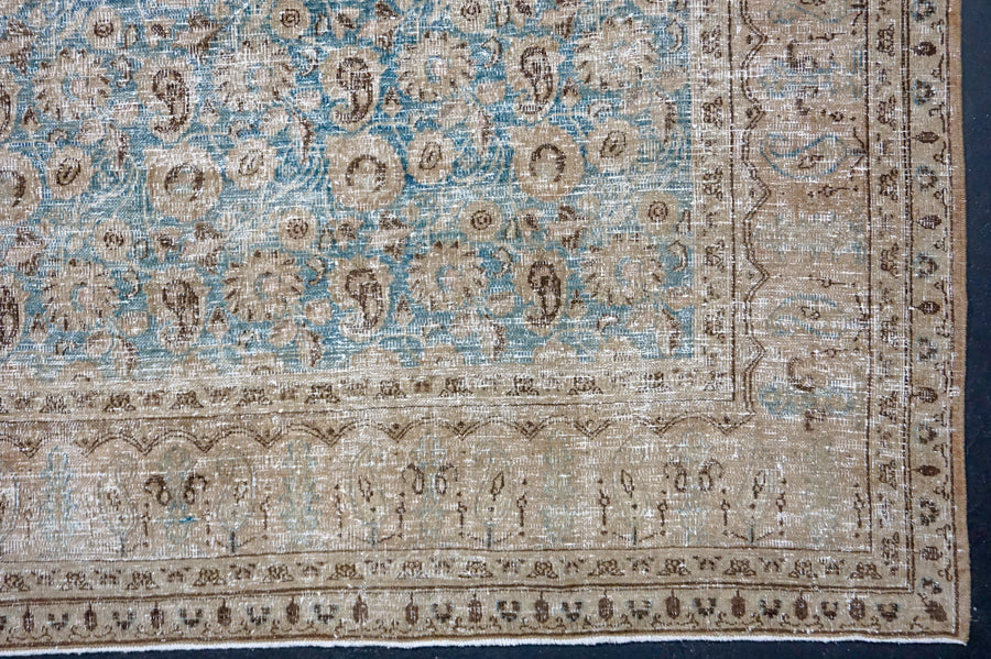 10’6 x 13’8 Classic Antique Carpet Muted Sea Blue, Taupe & Brown SB