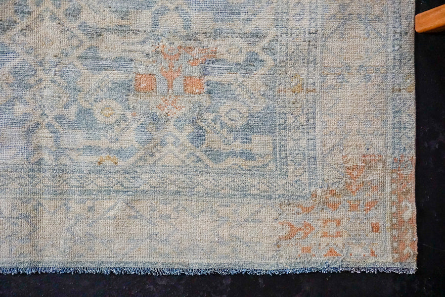 5’ x 10’7 Classic Antique Rug 1950’s Sea Blue-Green + Cream SB