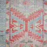 2’10 x 10’ Vintage Oushak Runner Muted Coral Red + Sky Blue