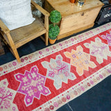 2’10 x 12’9 Vintage Oushak Runner Muted Red + Purple & Apricot