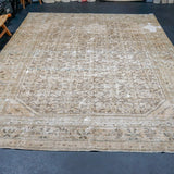 9’2 x 12’1 Classic Antique Rug Muted Brown, Mocha, Bronze + Turquoise SB