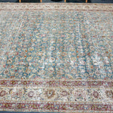 9’7 x 12’3 Classic Antique Carpet Muted Turquoise, Bone Gray & Violet SB '4726