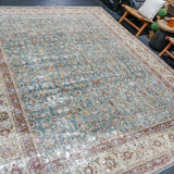 9’7 x 12’3 Classic Antique Carpet Muted Turquoise, Bone Gray & Violet SB '4726
