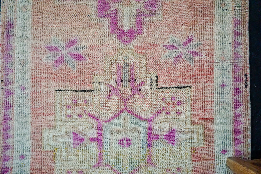 2’8 x 12’2  Vintage Oushak Runner Coral-Blush and Violet