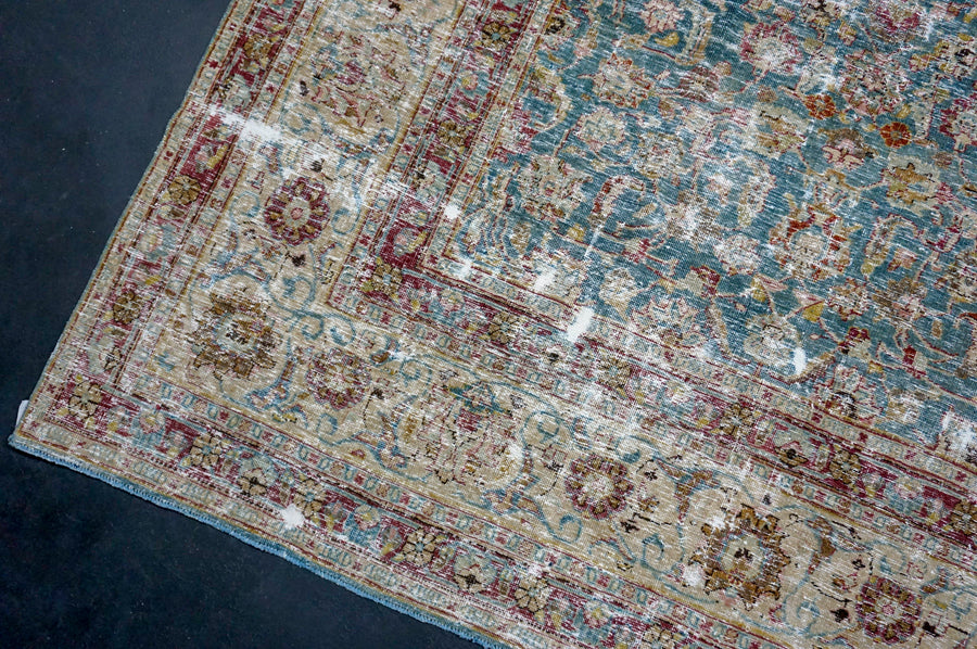9’7 x 12’3 Classic Antique Carpet Muted Turquoise, Bone Gray & Violet SB