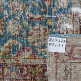 9’7 x 12’3 Classic Antique Carpet Muted Turquoise, Bone Gray & Violet SB '4726