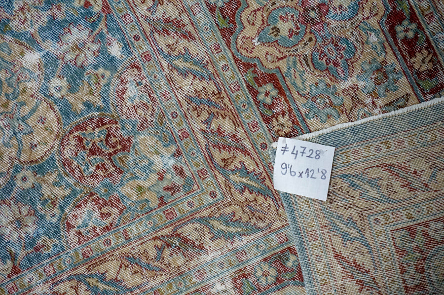 9’6 x 12’8 Classic Antique Rug Muted Blue, Gray & Wine SB