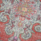 4’3 x 7’3 Vintage Oushak Rug Muted Red, Lilac & Plum