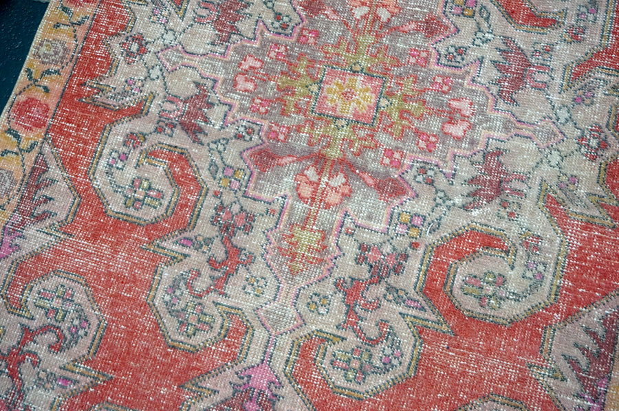 4’3 x 7’3 Vintage Oushak Rug Muted Red, Lilac & Plum