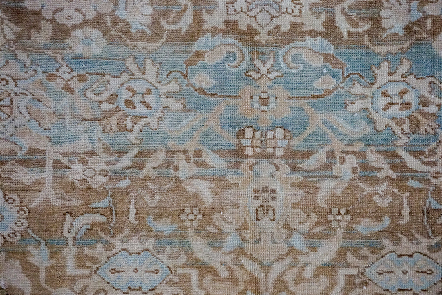 8’7 x 11’10 Classic Vintage Rug Muted  Blues, Camel + Cream 60’s Carpet
