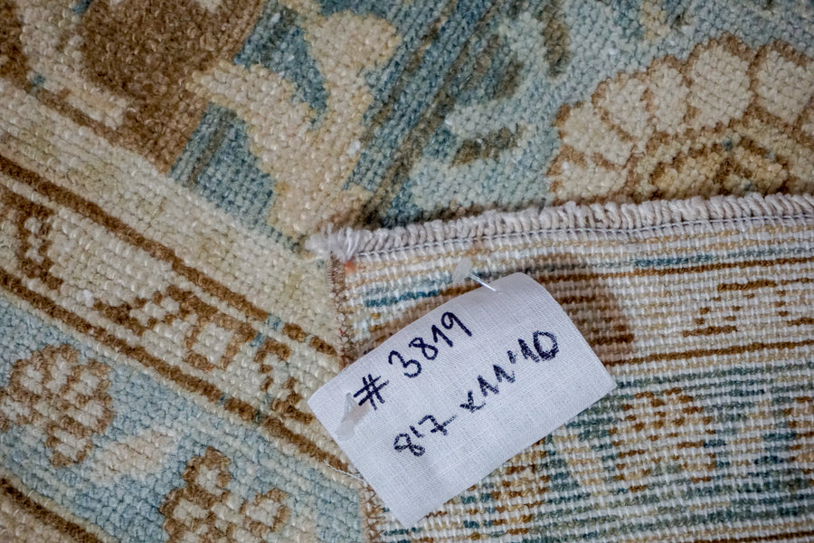 8’7 x 11’10 Classic Vintage Rug Muted  Blues, Camel + Cream 60’s Carpet