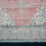 7’ x 11’5 Vintage Oushak Rug Muted Red, Blue & Pink