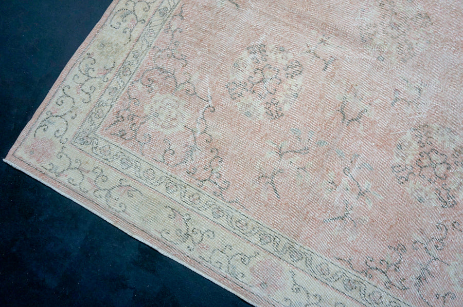 7’ x 10’10 Vintage Oushak Rug Muted Pink & Beige