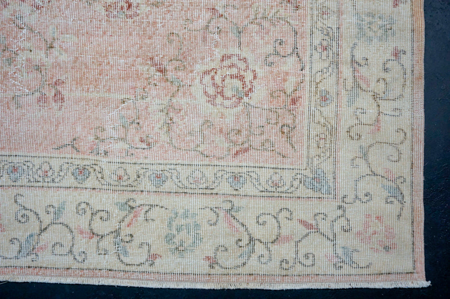 7’ x 10’10 Vintage Oushak Rug Muted Pink & Beige