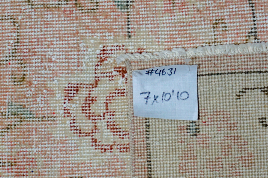 7’ x 10’10 Vintage Oushak Rug Muted Pink & Beige
