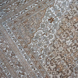 12’6 x 20’8 Classic Vintage Hamadan Rug Muted Vanilla Cream, Taupe, Bronze and Blue 70’s Carpet