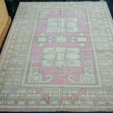5’4 x 6’9 Vintage Turkish Milas Carpet Pink, Baby Blue and Cream