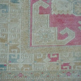 5’2” x 6’9 Vintage Turkish Milas Carpet Pink, Baby Blue and Cream '3007