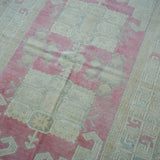 5’2” x 6’9 Vintage Turkish Milas Carpet Pink, Baby Blue and Cream '3007