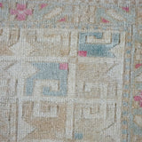 5’2” x 6’9 Vintage Turkish Milas Carpet Pink, Baby Blue and Cream '3007
