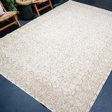 7’6 x 11’3 Vintage Oushak Rug Beige & Dark Taupe '4537