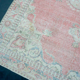 6’8 x 10’5 Vintage Oushak Rug Pink, Gray & Baby Blue '4164