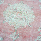 6’8 x 10’5 Vintage Oushak Rug Pink, Gray & Baby Blue '4164