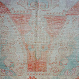 4’1” x 7’ Oushak Rug Coral, Turquoise and Sand Beige