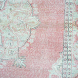 6’8 x 10’5 Vintage Oushak Rug Pink, Gray & Baby Blue '4164