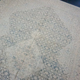10’2 x 14’7 Classic Vintage Rug Muted Ivory, Steel + Blue Carpet