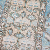 4’4 x 6’6 Vintage Turkish Carpet Muted Sky Blue + Cream & Beige '4265