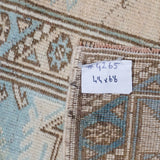 4’4 x 6’6 Vintage Turkish Carpet Muted Sky Blue + Cream & Beige '4265
