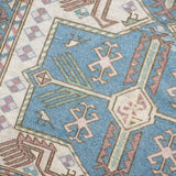3’10  x 6’ Vintage Turkish Carpet Muted Sky Blue, Cream & Green