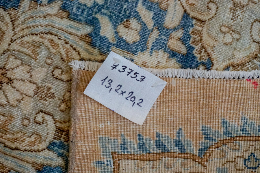 13’2 x 20’2 Classic Vintage Rug Muted Beige + Blue Carpet SB
